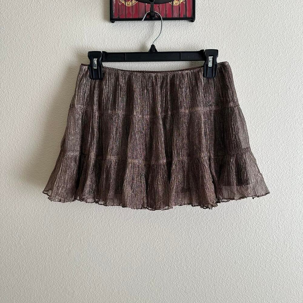 handmade gold shimmer circle ruffled mini skirt - Picture 4 of 11